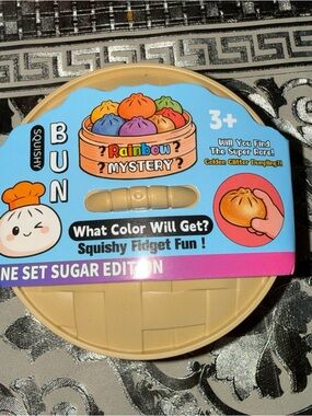 RARE Sugar Edition Squishy Bun Rainbow Mystery Dumpling Toy - Beige